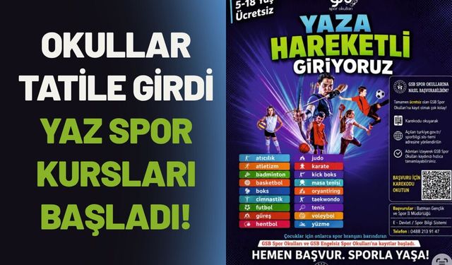 Okullar Tatile Girdi, Yaz Spor Kursları Başladı!