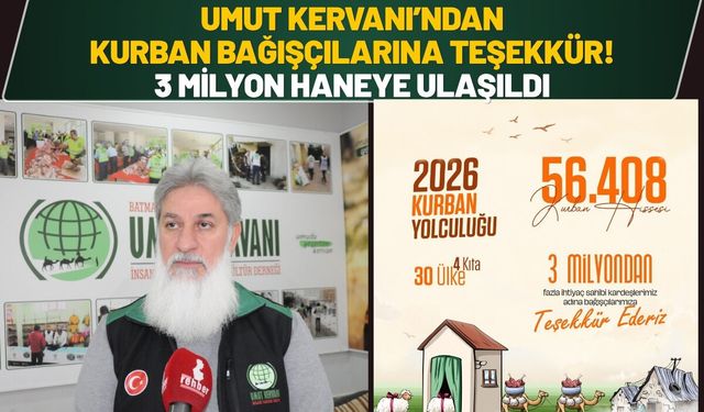Umut Kervanı’ndan Kurban Bağışçılarına Teşekkür! 3 Milyon Haneye Ulaşıldı