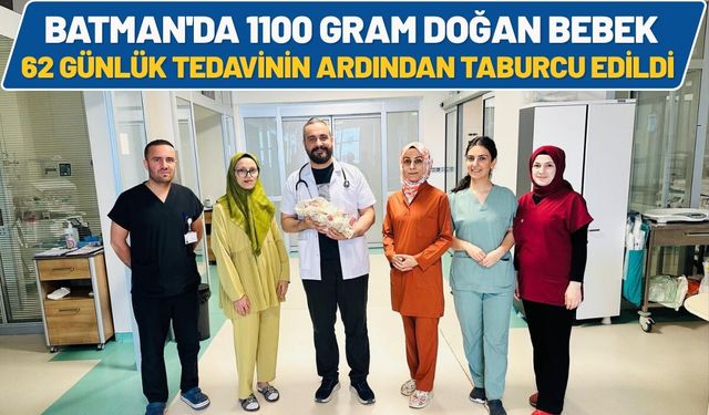 Batman'da 1100 Gram Doğan Bebek 62 Günlük Tedavinin Ardından Taburcu Edildi