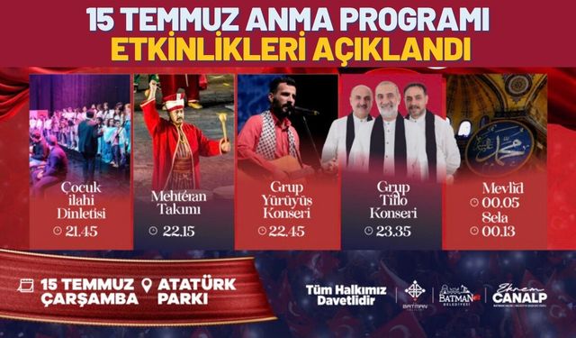 Batman'da 15 Temmuz Anma Programı Etkinlikleri Açıklandı