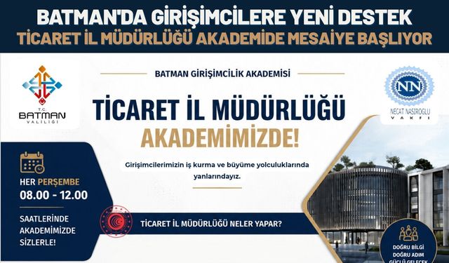 Batman'da Girişimcilere Yeni Destek: Ticaret İl Müdürlüğü Akademide Mesaiye Başlıyor