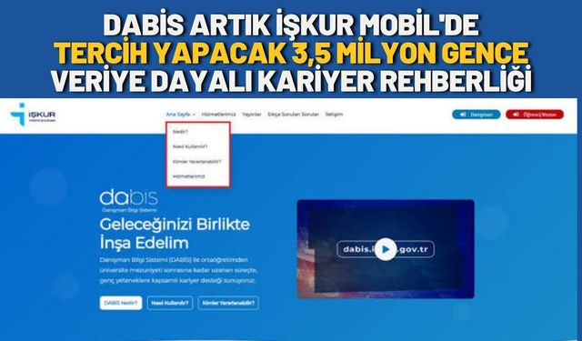 DABİS Artık İŞKUR Mobil'de: Tercih Yapacak 3,5 Milyon Gence Veriye Dayalı Kariyer Rehberliği