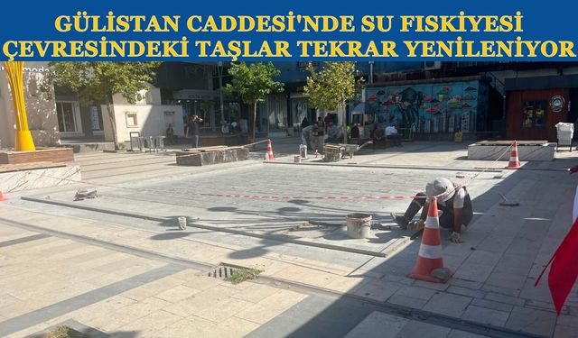 Gülistan Caddesi'nde Su Fıskiyesi Çevresindeki Taşlar Tekrar Yenileniyor