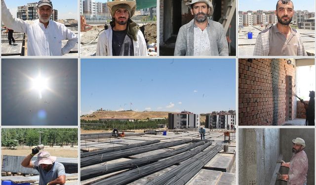 İnşaat çalışanlarının 45 derecede zorlu ekmek mücadelesi