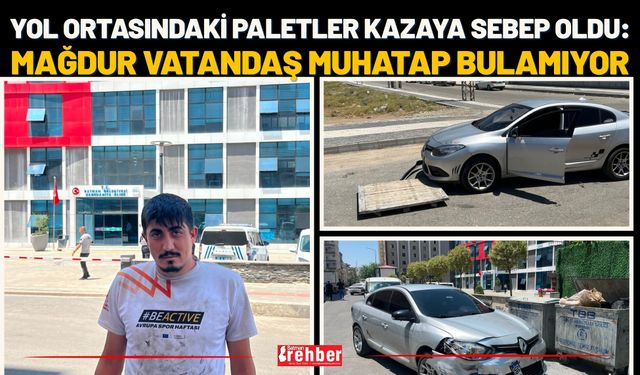 Yol Ortasındaki Paletler Kazaya Sebep Oldu: Mağdur Vatandaş Muhatap Bulamıyor