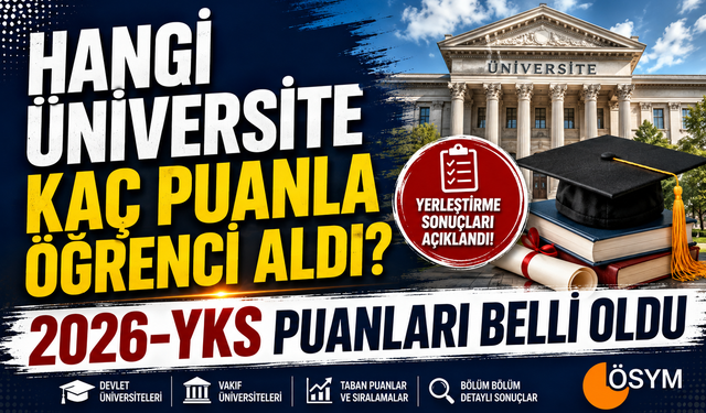 HANGİ ÜNİVERSİTE KAÇ PUANLA ÖĞRENCİ ALDI? 2026-YKS PUANLARI BELLİ OLDU