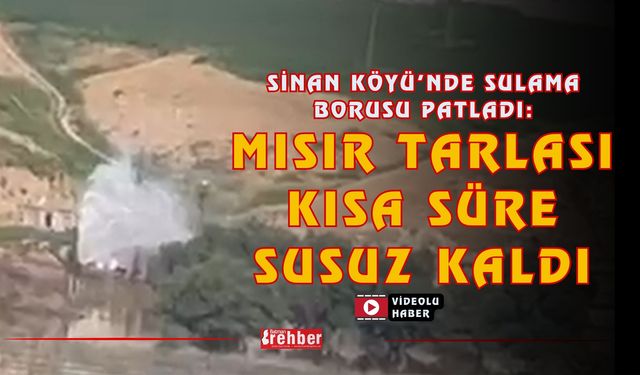 Sinan Köyü’nde Sulama Borusu Patladı: Mısır Tarlası Kısa Süre Susuz Kaldı
