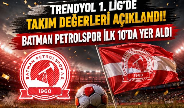 Trendyol 1. Lig'de Takım Değerleri Açıklandı! Batman Petrolspor İlk 10'da Yer Aldı