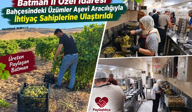 Batman İl Özel İdaresi Bahçesindeki Üzümler Aşevi Aracılığıyla İhtiyaç Sahiplerine Ulaştırıldı