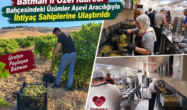 Batman İl Özel İdaresi Bahçesindeki Üzümler Aşevi Aracılığıyla İhtiyaç Sahiplerine Ulaştırıldı