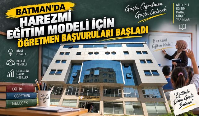 Batman’da Harezmi Eğitim Modeli İçin Öğretmen Başvuruları Başladı