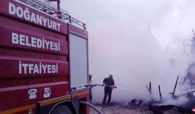 Kastamonu'da ahşap ev ve ahır alev aldı: Hayvanlar telef oldu