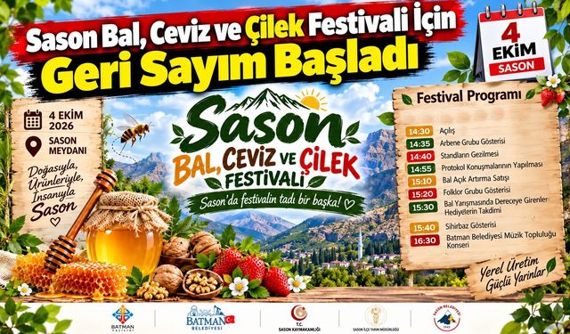 Sason Bal, Ceviz ve Çilek Festivali İçin Geri Sayım Başladı