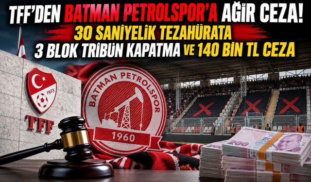 TFF’den Batman Petrolspor’a Ağır Ceza! 30 Saniyelik Tezahürata 3 Blok Tribün Kapatma ve 140 Bin TL Ceza