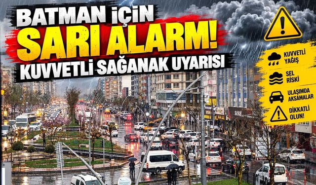 Batman İçin Sarı Alarm! Kuvvetli Sağanak Uyarısı
