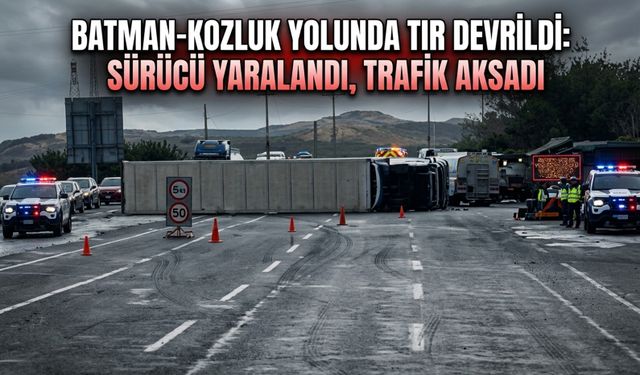 Batman-Kozluk Yolunda Tır Devrildi: Sürücü Yaralandı, Trafik Aksadı