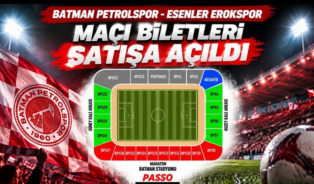 Batman Petrolspor - Esenler Erokspor Maçı Biletleri Satışa Açıldı