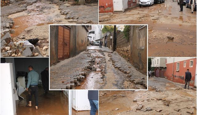 Yeni döşenen parkeler ilk yağmurda söküldü, ev ve iş yerlerini su bastı