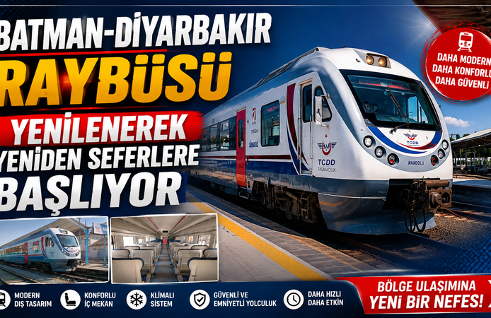 Batman-Diyarbakır RAYBÜS’ü Yenilenerek Yeniden Seferlere Başlıyor