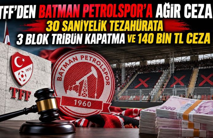 TFF’den Batman Petrolspor’a Ağır Ceza! 30 Saniyelik Tezahürata 3 Blok Tribün Kapatma ve 140 Bin TL Ceza