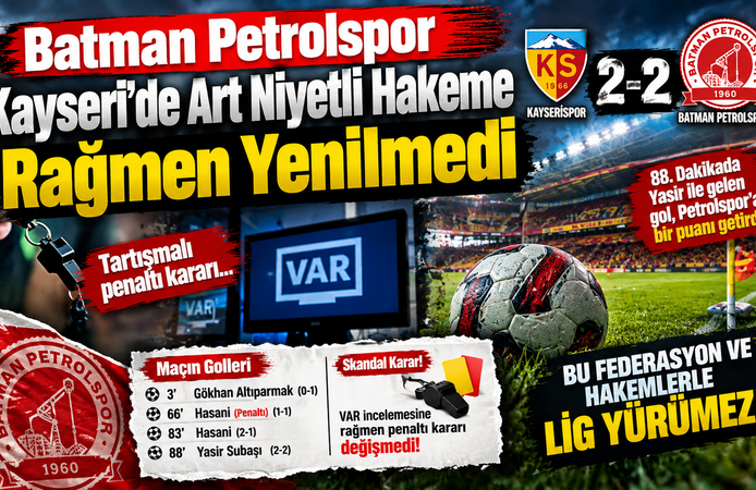 Batman Petrolspor Kayseri'de Art Niyetli Hakeme Rağmen Yenilmedi