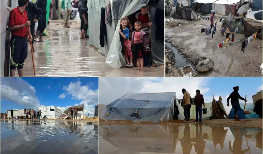 Piştî barana zêde konên li Şerîda Xezzeyê di bin avê de man