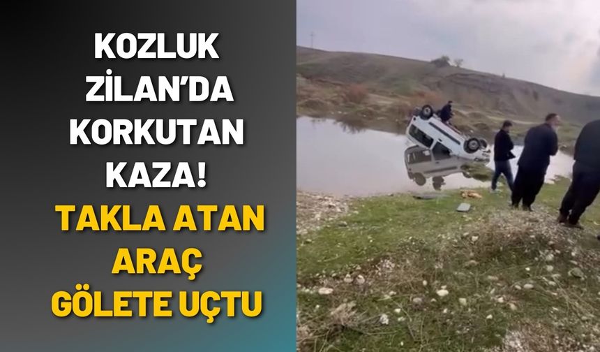 Kozluk Zilan’da Korkutan Kaza! Takla Atan Araç Gölete Uçtu