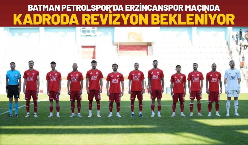 Batman Petrolspor’un Erzincanspor Maçı Kadrosunda Revizyon Bekleniyor