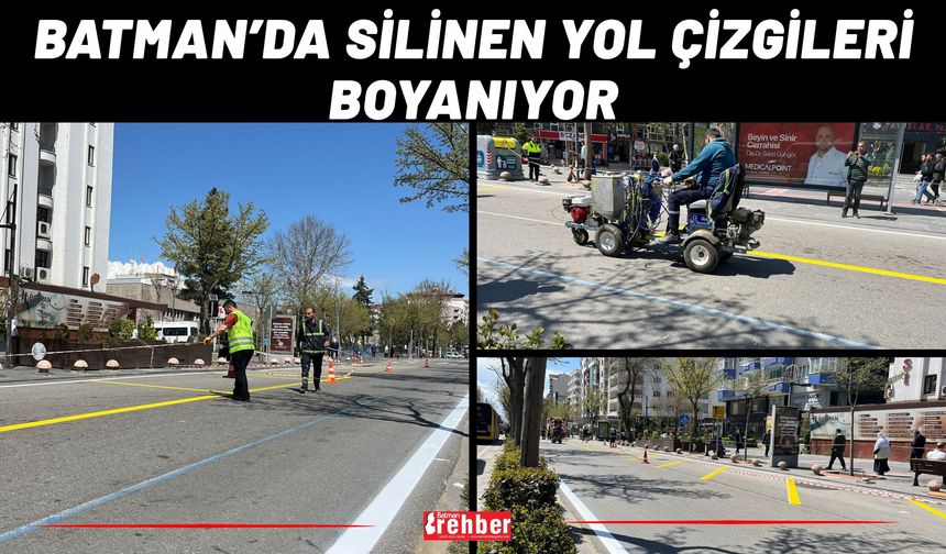 Batman’da Silinen Yol Çizgileri Boyanıyor
