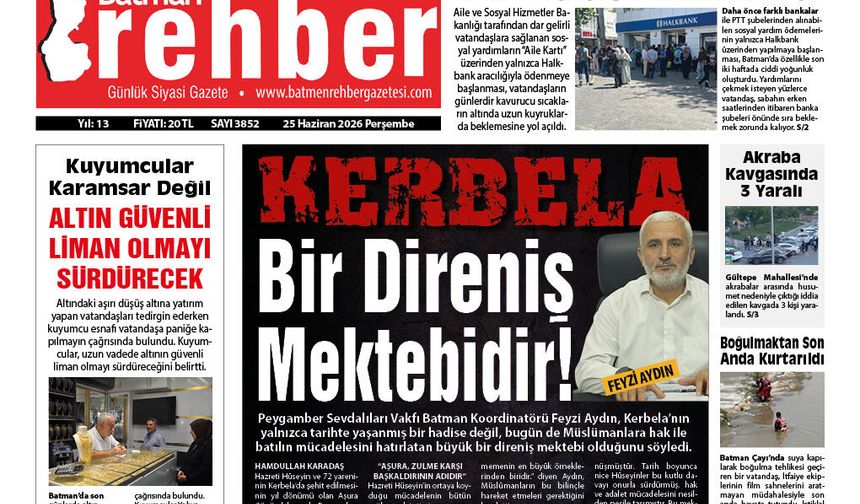 25.06.2026 Tarihli Manşetimiz