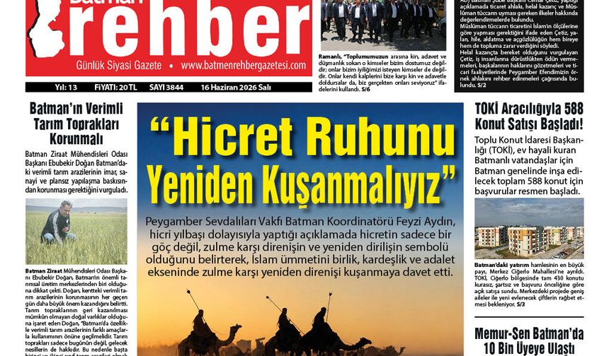 16.06.2026 Tarihli Manşetimiz
