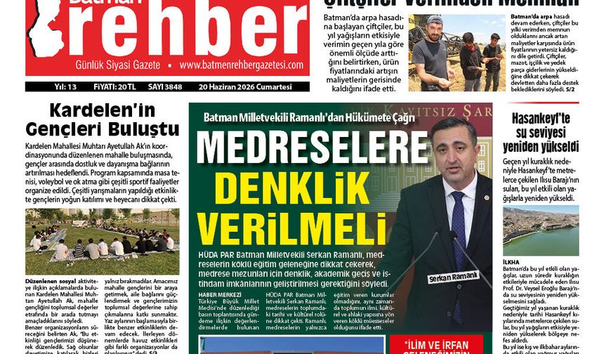 20.06.2026 Tarihli Manşetimiz