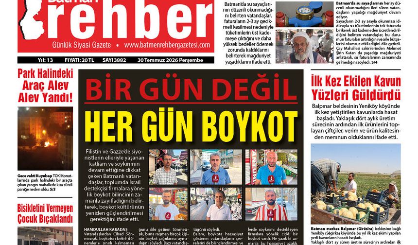 30.07.2026 Tarihli Manşetimiz