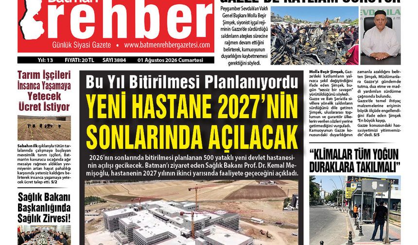 01.08.2026 Tarihli Manşetimiz