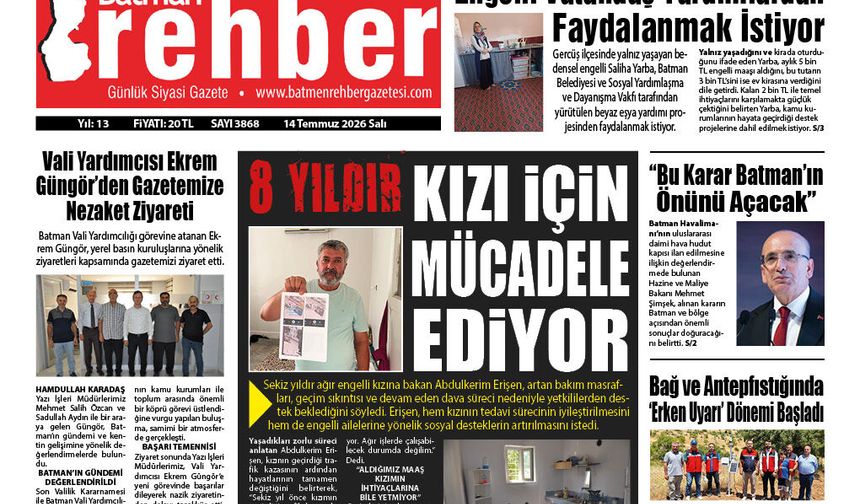 14.07.2026 Tarihli Manşetimiz
