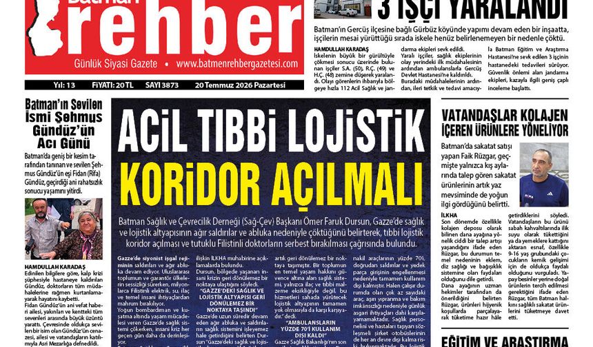 20.07.2026 Tarihli Manşetimiz