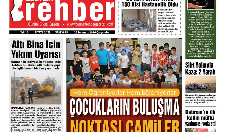 22.07.2026 Tarihli Manşetimiz