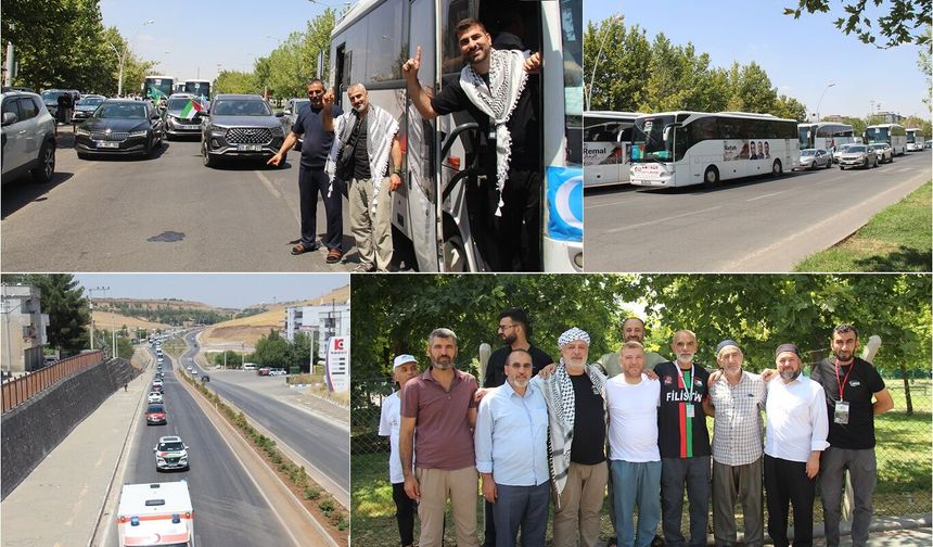 Filistin Konvoyu Diyarbakır'dan Mardin'e uğurlandı
