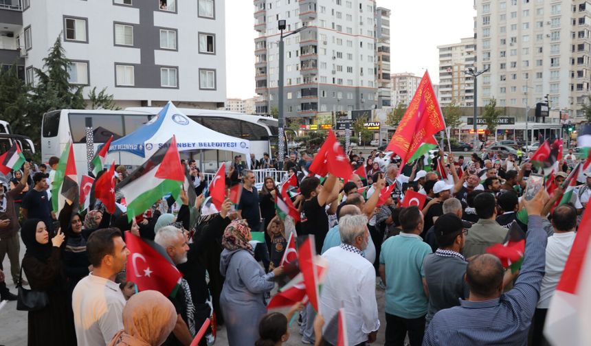Uluslararası Filistin Konvoyu Gaziantep'te mitingle karşılandı