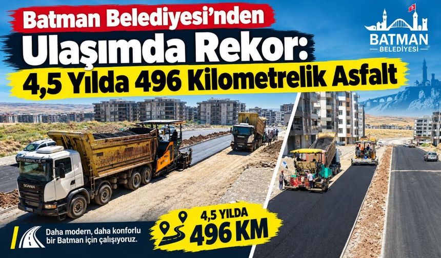Batman Belediyesi’nden Ulaşımda Rekor: 4,5 Yılda 496 Kilometrelik Asfalt