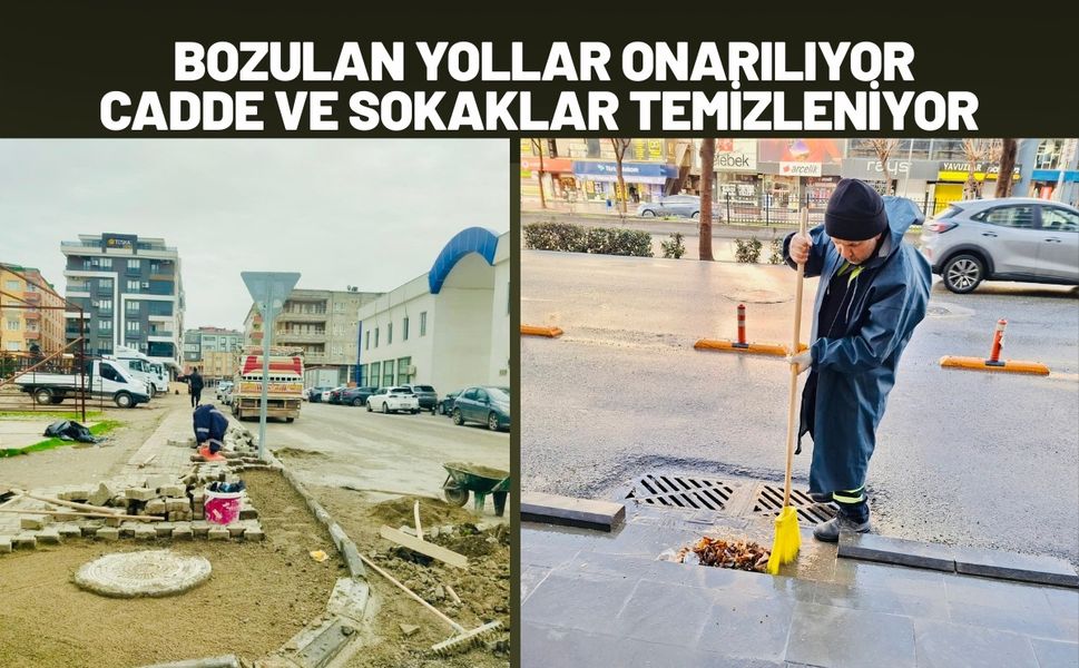 Batman’da Kışın Bozulan Yollar Onarılıyor, Cadde ve Sokaklar Temizleniyor