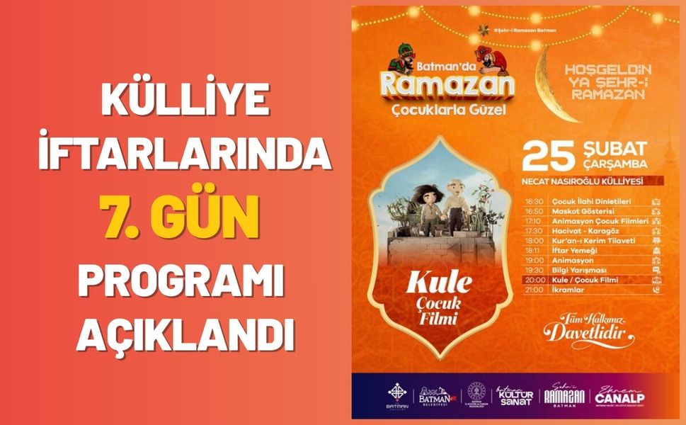 Külliye İftarlarında 7. Gün Programı Açıklandı