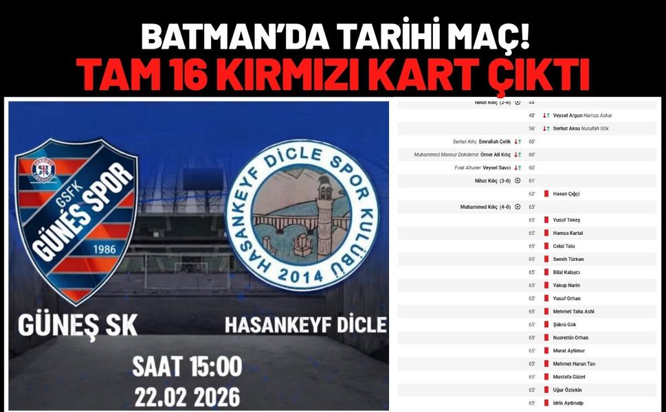 Batman’da Tarihi Maç! Tam 16 Kırmızı Kart Çıktı