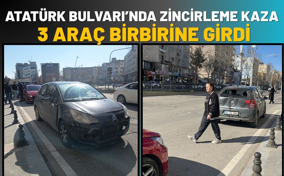 Atatürk Bulvarı’nda Zincirleme Kaza: 3 Araç Birbirine Girdi