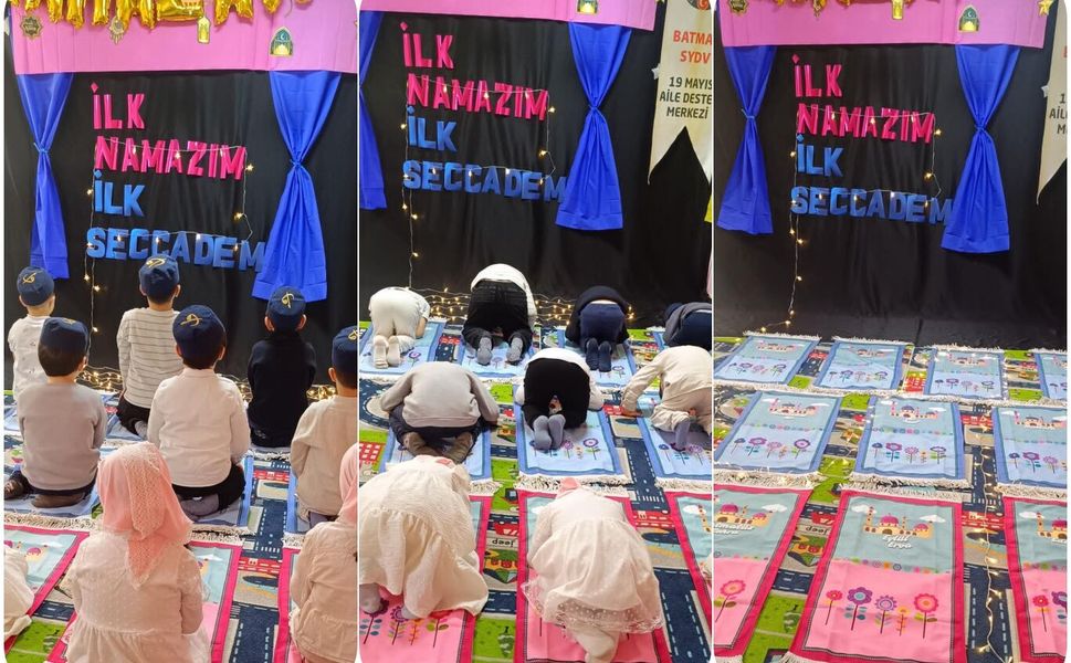 Batman'da Minikler ilk seccadeleriyle namazla tanıştı