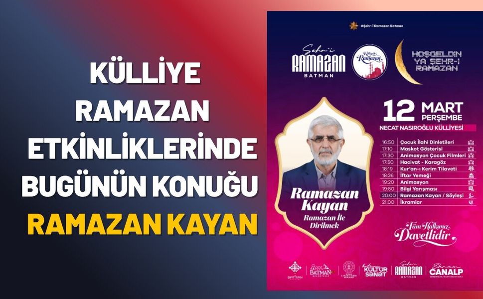 Külliye Ramazan Etkinliklerinde Bugünün Konuğu Ramazan Kayan