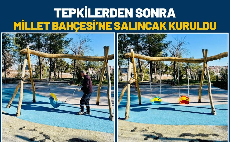 Tepkilerden Sonra Millet Bahçesi’ne Salıncak Kuruldu