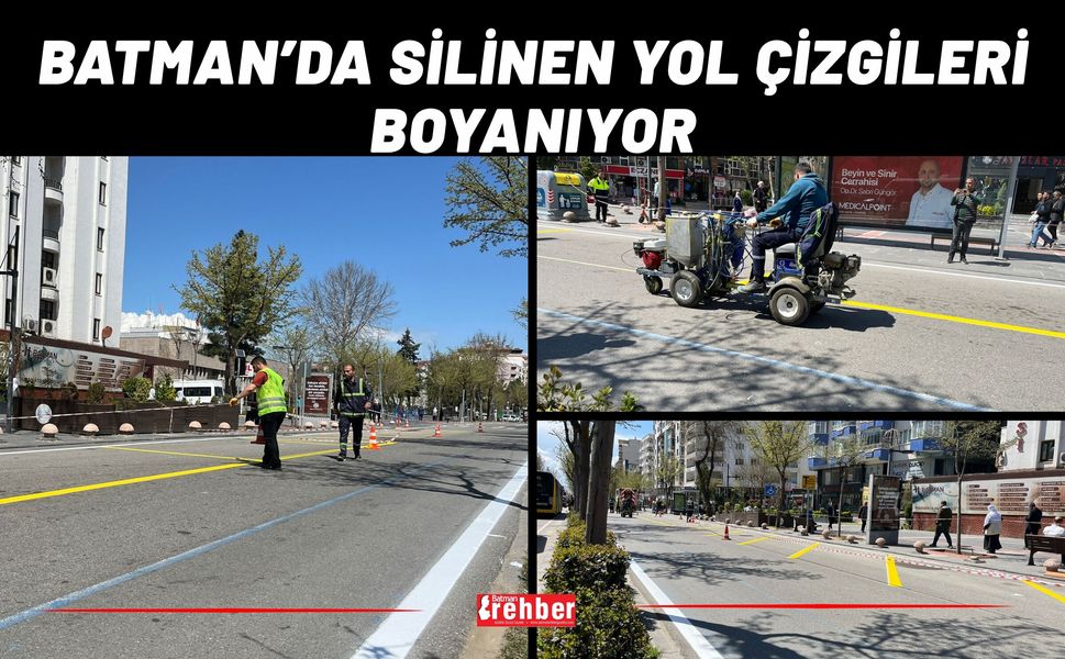 Batman’da Silinen Yol Çizgileri Boyanıyor