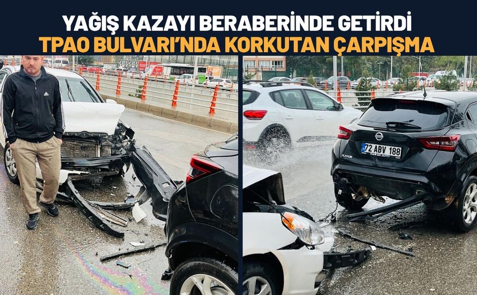 Batman’da Yağış Kazayı Beraberinde Getirdi: TPAO Bulvarı’nda Korkutan Çarpışma