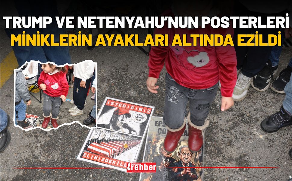 Trump Ve Netenyahunun Posterleri Miniklerin Ayakları Altında Ezildi